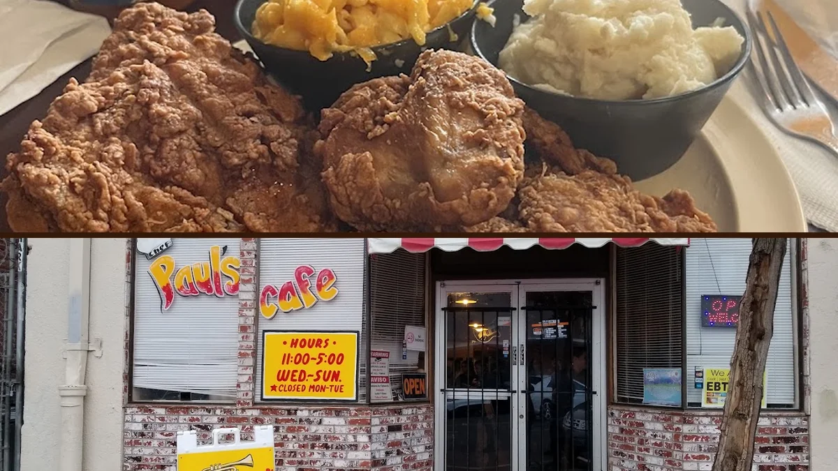 Hearty soul food served in a narrow café.