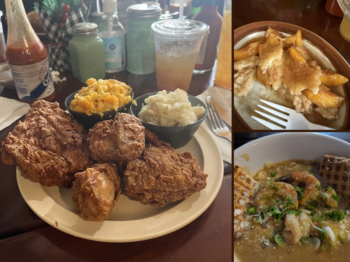 Hearty soul food served in a narrow café.